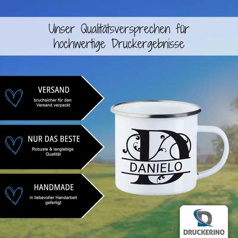 Emaille Tasse mit Namen | Motiv 1 | Danielo - Druckerino