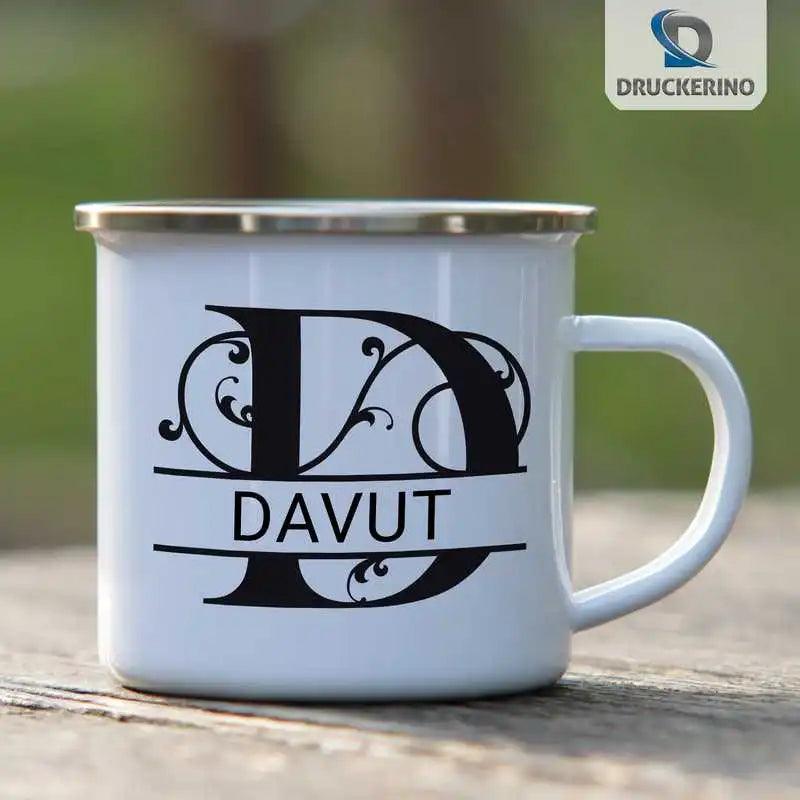 Emaille Tasse mit Namen | Motiv 1 | Davut - Druckerino