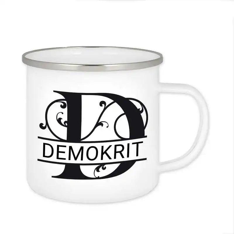 Emaille Tasse mit Namen | Motiv 1 | Demokrit - Druckerino