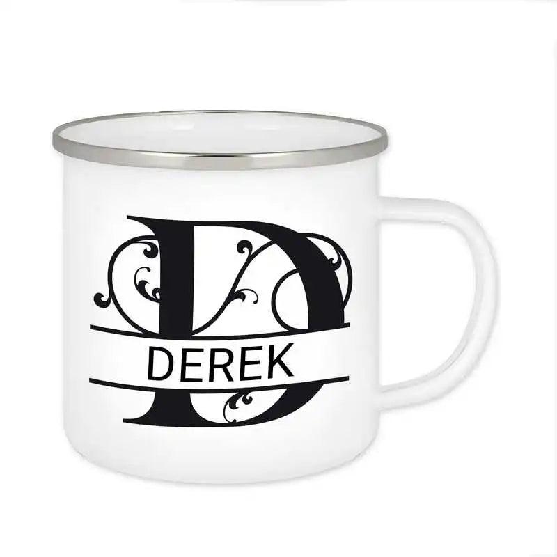 Emaille Tasse mit Namen | Motiv 1 | Derek - Druckerino