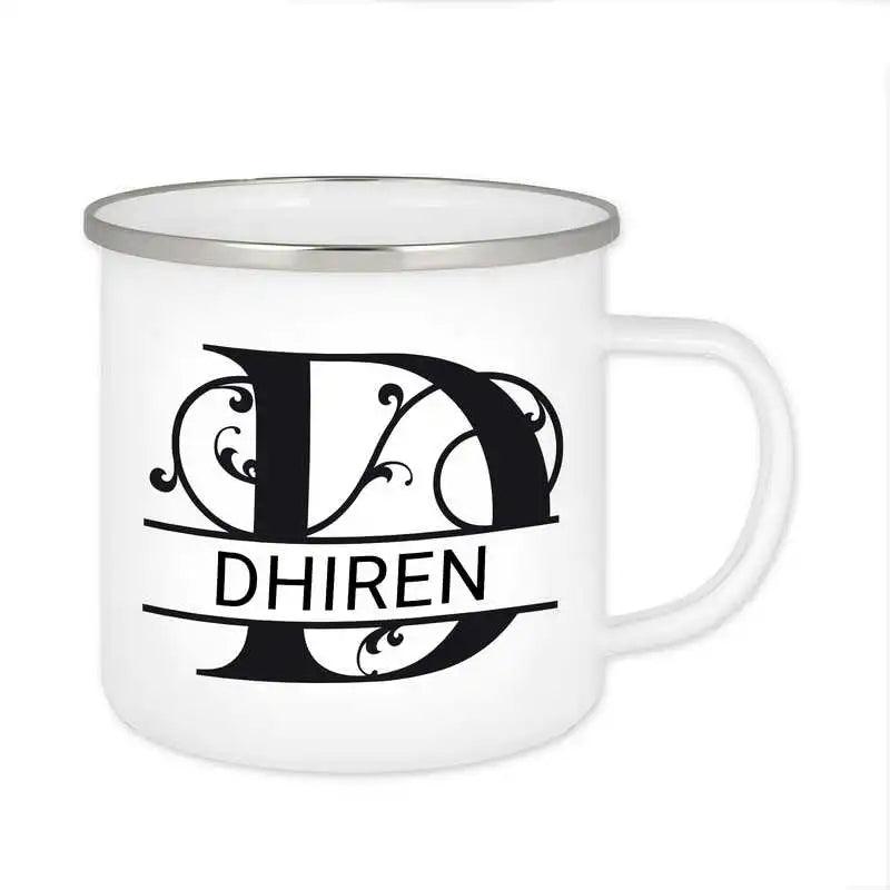 Emaille Tasse mit Namen | Motiv 1 | Dhiren - Druckerino