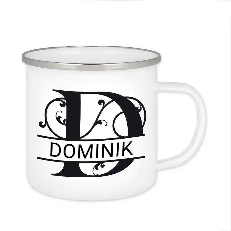 Emaille Tasse mit Namen | Motiv 1 | Dominik - Druckerino
