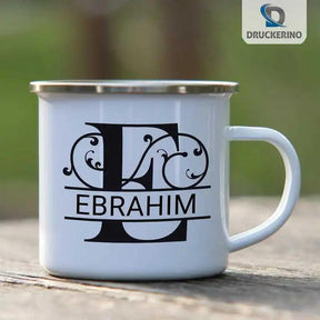 Emaille Tasse mit Namen | Motiv 1 | Ebrahim - Druckerino