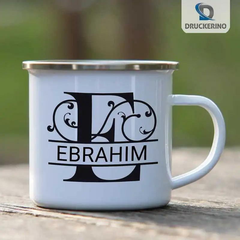 Emaille Tasse mit Namen | Motiv 1 | Ebrahim - Druckerino