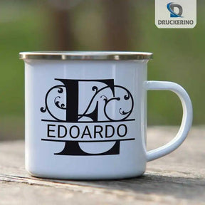 Emaille Tasse mit Namen | Motiv 1 | Edoardo - Druckerino