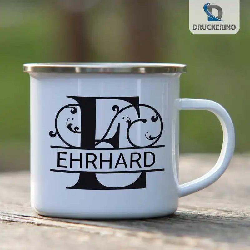Emaille Tasse mit Namen | Motiv 1 | Ehrhard - Druckerino