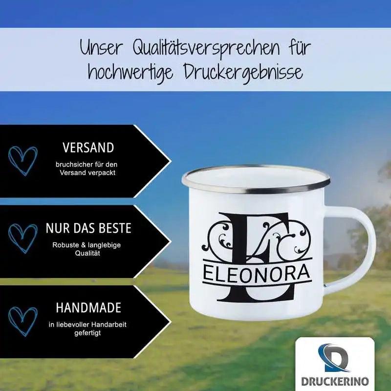 Emaille Tasse mit Namen | Motiv 1 | Eleonora - Druckerino