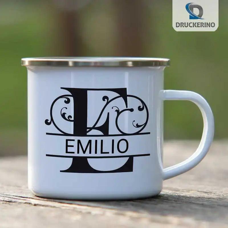 Emaille Tasse mit Namen | Motiv 1 | Emilio - Druckerino