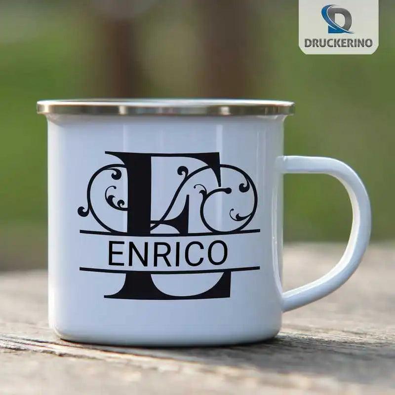 Emaille Tasse mit Namen | Motiv 1 | Enrico - Druckerino