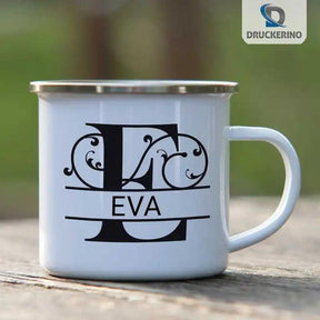 Emaille Tasse mit Namen | Motiv 1 | Eva - Druckerino