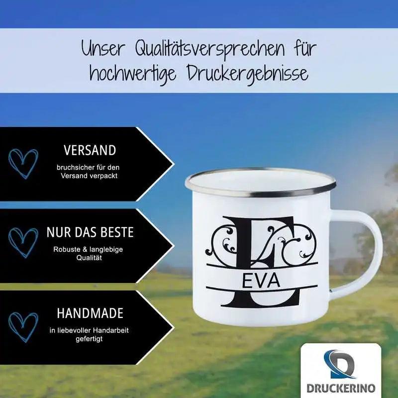 Emaille Tasse mit Namen | Motiv 1 | Eva - Druckerino