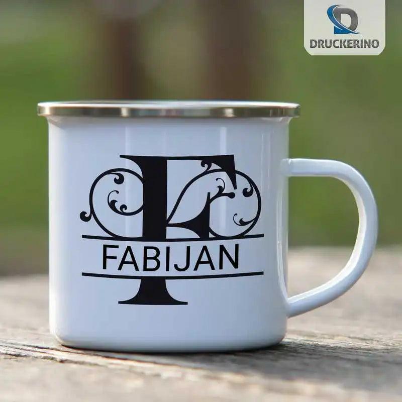 Emaille Tasse mit Namen | Motiv 1 | Fabijan - Druckerino