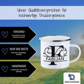 Emaille Tasse mit Namen | Motiv 1 | Fabijan - Druckerino