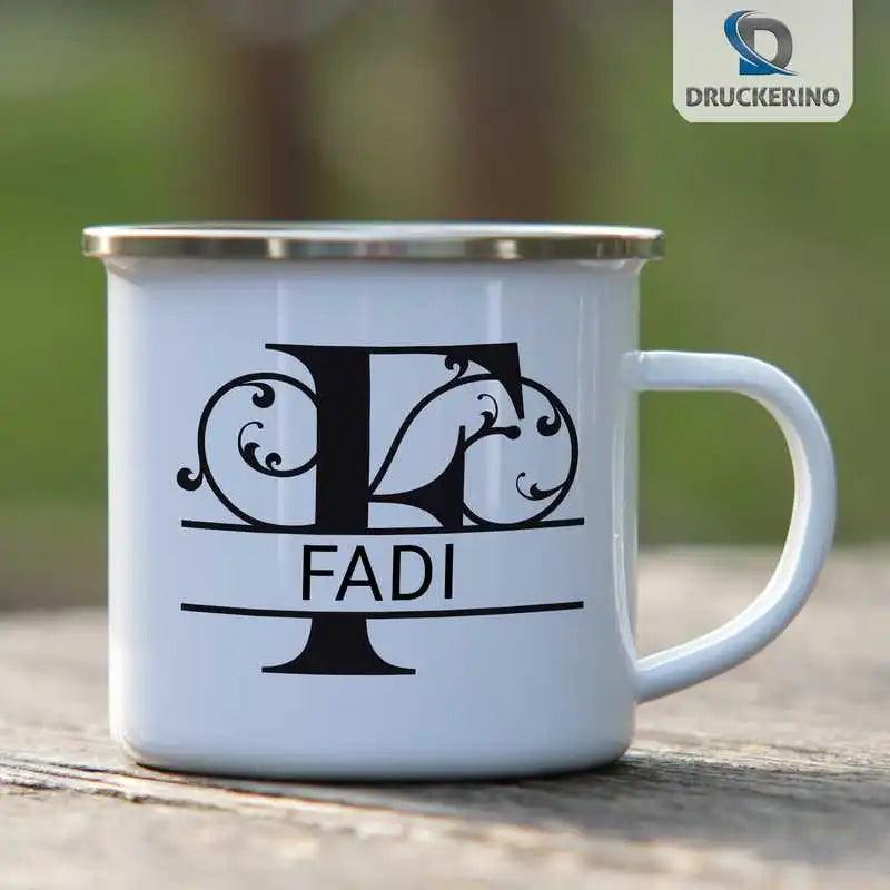 Emaille Tasse mit Namen | Motiv 1 | Fadi - Druckerino