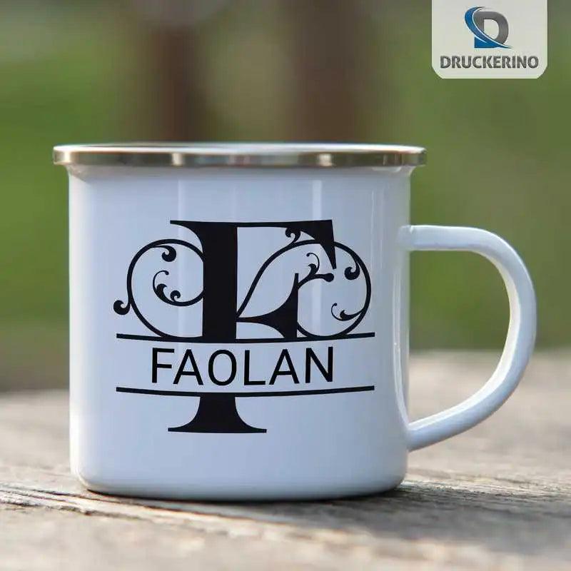 Emaille Tasse mit Namen | Motiv 1 | Faolan - Druckerino