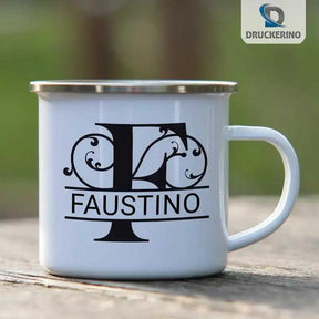 Emaille Tasse mit Namen | Motiv 1 | Faustino - Druckerino