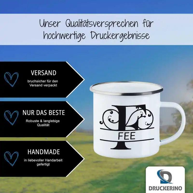 Emaille Tasse mit Namen | Motiv 1 | Fee - Druckerino