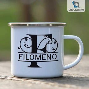 Emaille Tasse mit Namen | Motiv 1 | Filomeno - Druckerino