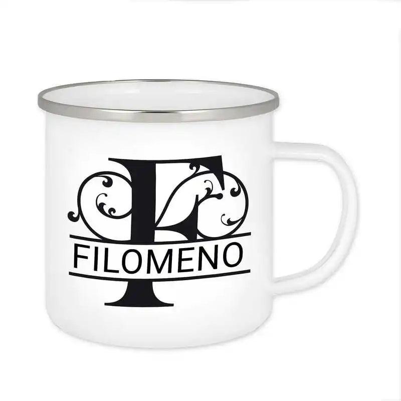 Emaille Tasse mit Namen | Motiv 1 | Filomeno - Druckerino