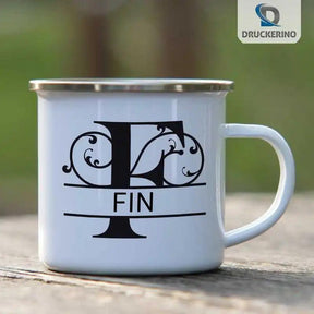 Emaille Tasse mit Namen | Motiv 1 | Fin - Druckerino