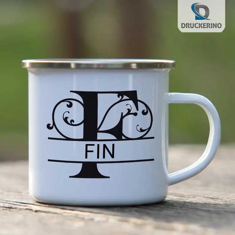 Emaille Tasse mit Namen | Motiv 1 | Fin - Druckerino