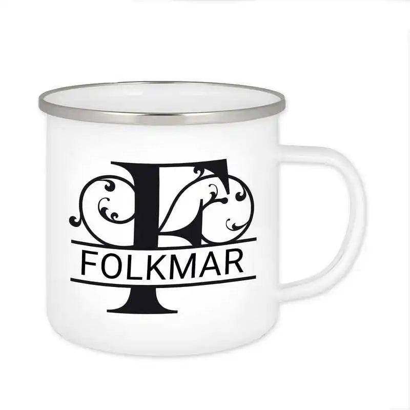 Emaille Tasse mit Namen | Motiv 1 | Folkmar - Druckerino