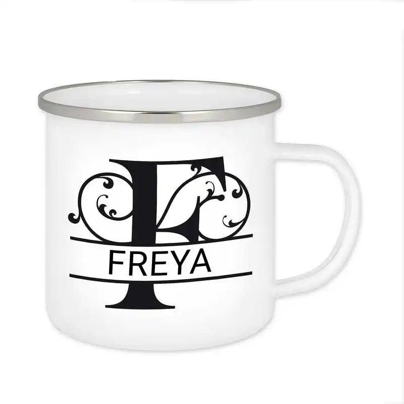 Emaille Tasse mit Namen | Motiv 1 | Freya - Druckerino