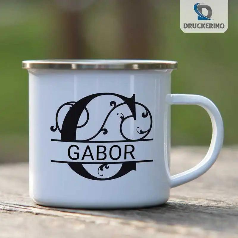 Emaille Tasse mit Namen | Motiv 1 | Gabor - Druckerino
