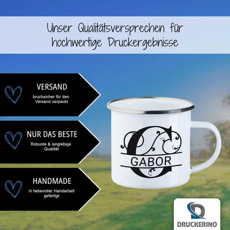 Emaille Tasse mit Namen | Motiv 1 | Gabor - Druckerino