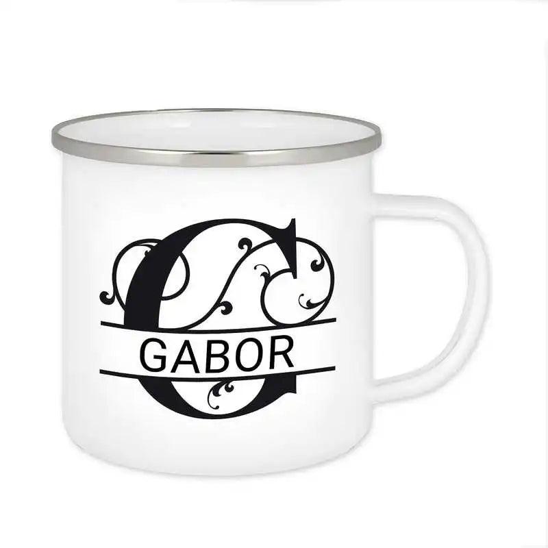 Emaille Tasse mit Namen | Motiv 1 | Gabor - Druckerino