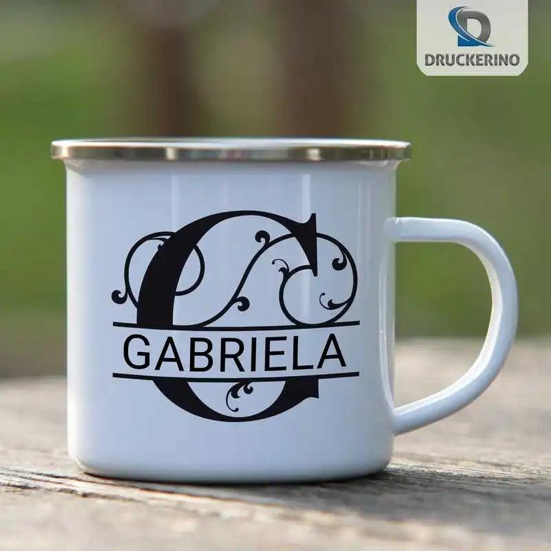 Emaille Tasse mit Namen | Motiv 1 | Gabriela - Druckerino
