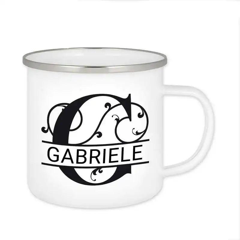 Emaille Tasse mit Namen | Motiv 1 | Gabriele - Druckerino