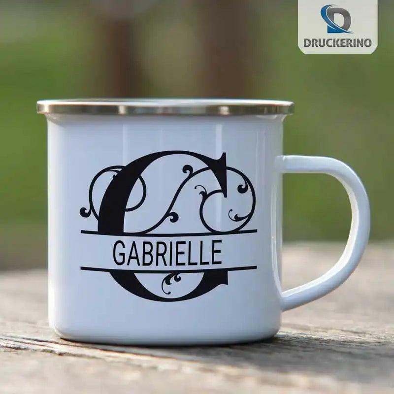 Emaille Tasse mit Namen | Motiv 1 | Gabrielle - Druckerino