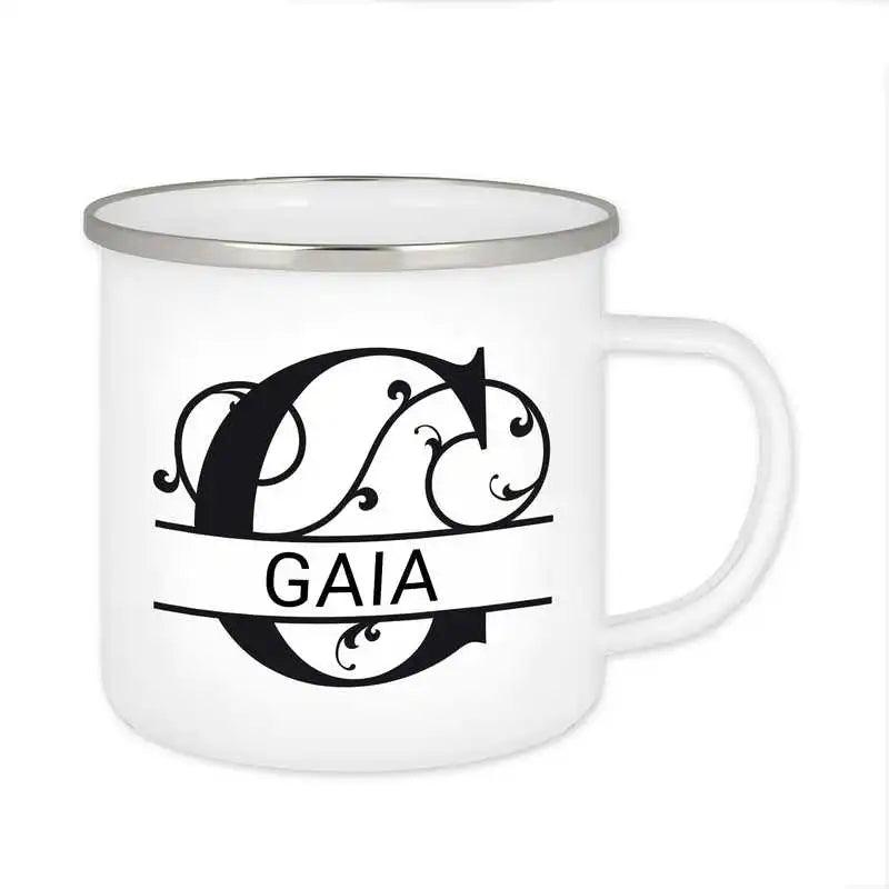 Emaille Tasse mit Namen | Motiv 1 | Gaia - Druckerino