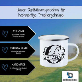 Emaille Tasse mit Namen | Motiv 1 | Galahad - Druckerino