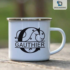 Emaille Tasse mit Namen | Motiv 1 | Gauthier - Druckerino