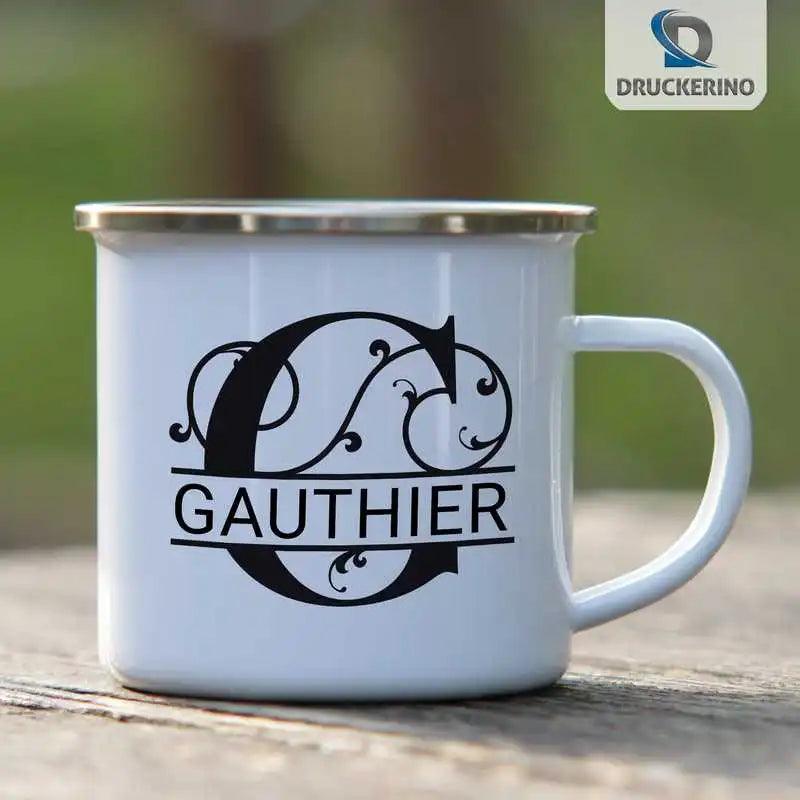 Emaille Tasse mit Namen | Motiv 1 | Gauthier - Druckerino