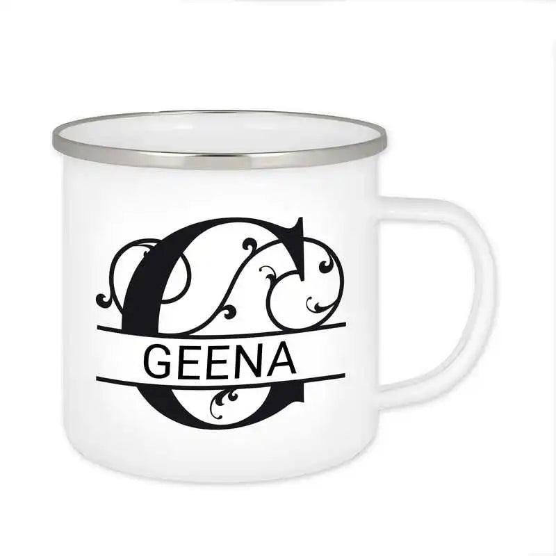 Emaille Tasse mit Namen | Motiv 1 | Geena - Druckerino