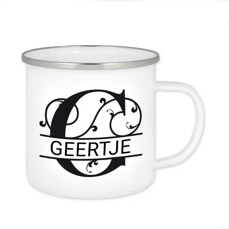 Emaille Tasse mit Namen | Motiv 1 | Geertje - Druckerino