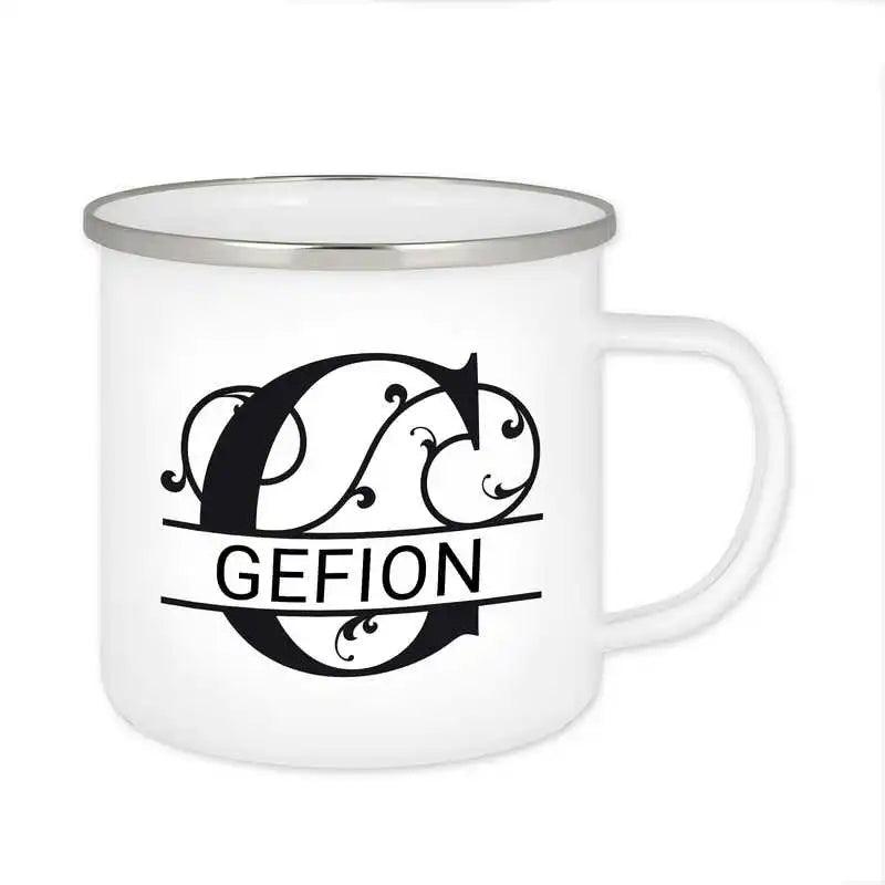 Emaille Tasse mit Namen | Motiv 1 | Gefion - Druckerino