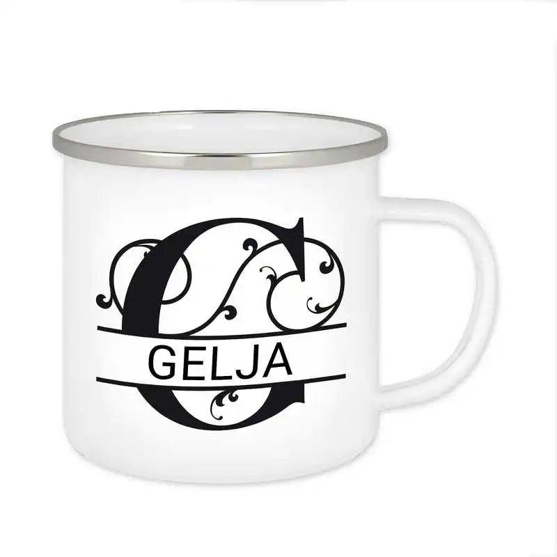 Emaille Tasse mit Namen | Motiv 1 | Gelja - Druckerino