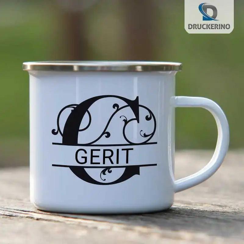 Emaille Tasse mit Namen | Motiv 1 | Gerit - Druckerino