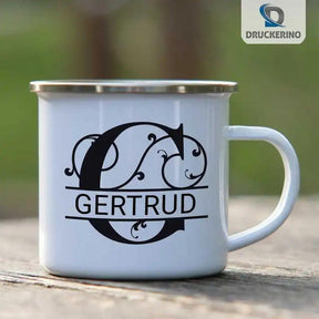 Emaille Tasse mit Namen | Motiv 1 | Gertrud - Druckerino