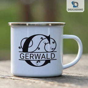 Emaille Tasse mit Namen | Motiv 1 | Gerwald - Druckerino