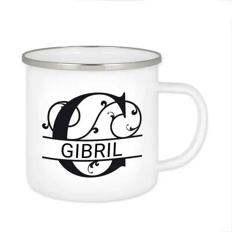 Emaille Tasse mit Namen | Motiv 1 | Gibril - Druckerino
