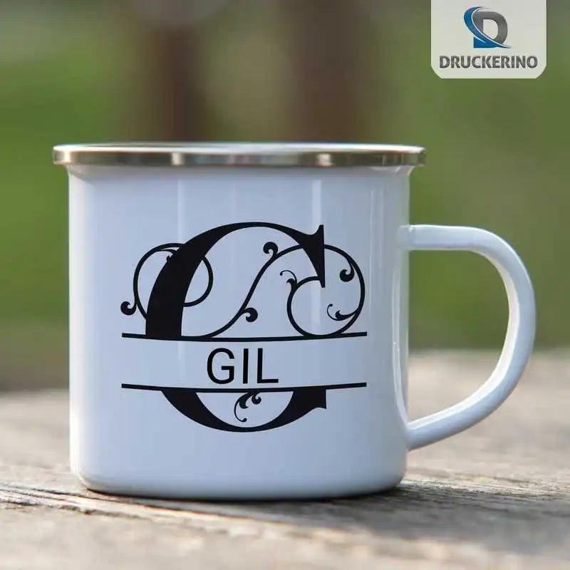 Emaille Tasse mit Namen | Motiv 1 | Gil - Druckerino