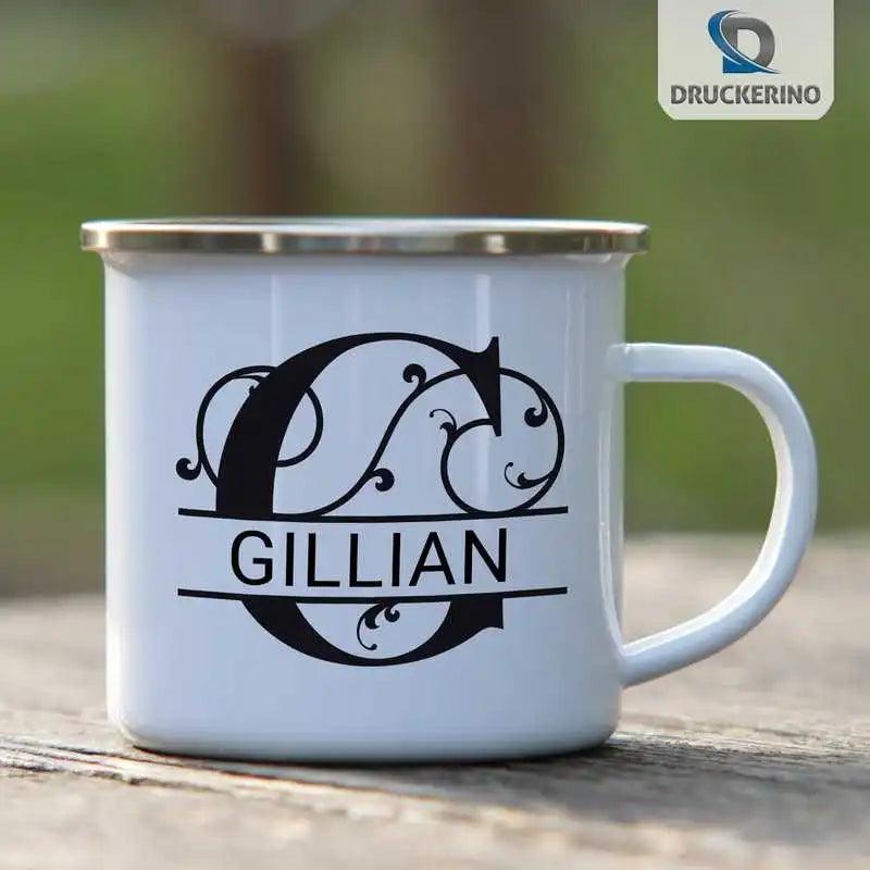 Emaille Tasse mit Namen | Motiv 1 | Gillian - Druckerino