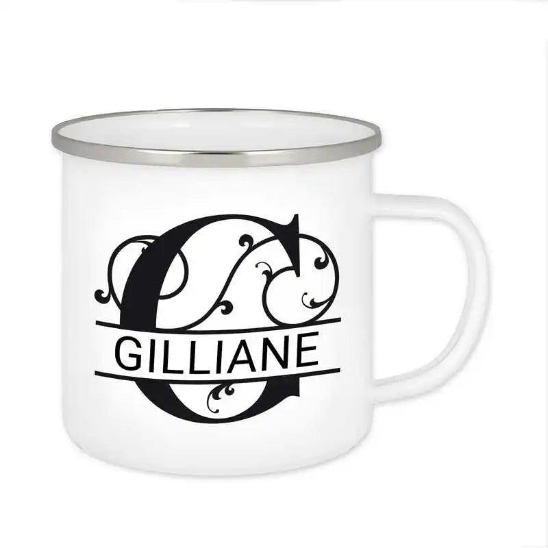 Emaille Tasse mit Namen | Motiv 1 | Gilliane - Druckerino