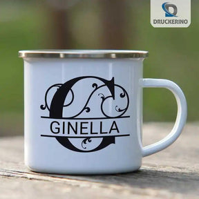 Emaille Tasse mit Namen | Motiv 1 | Ginella - Druckerino