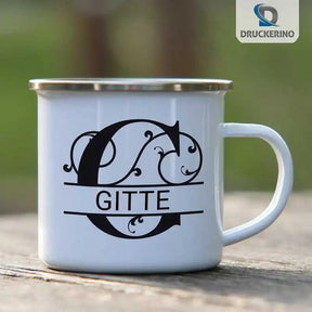 Emaille Tasse mit Namen | Motiv 1 | Gitte - Druckerino